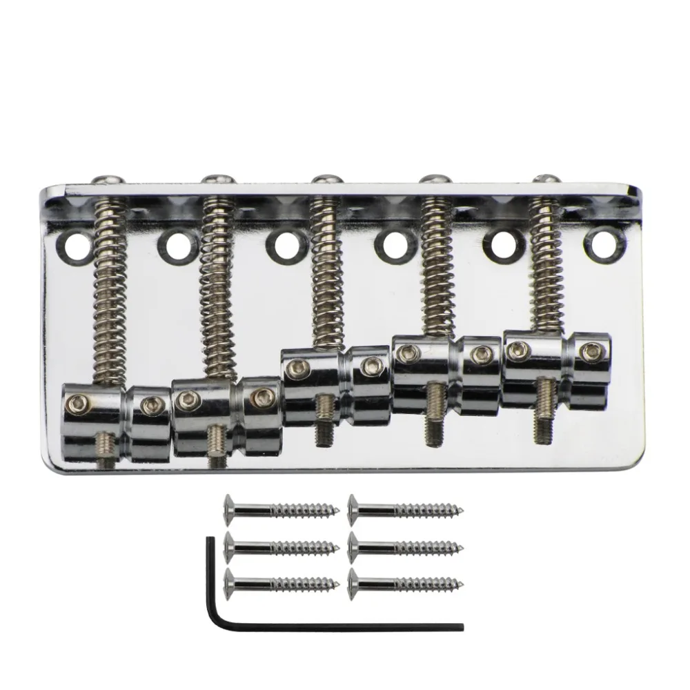 

FLEOR Chrome 5 String Vintage Bass Bridge Metal For Electric Bass Guitar Accessories