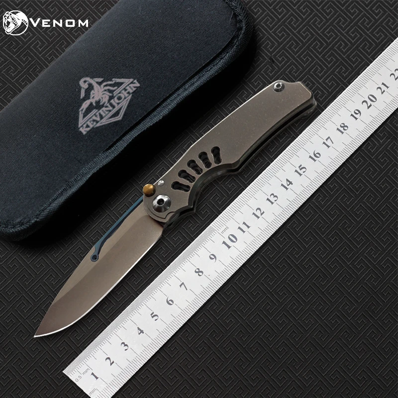 

VENOM kevin johnTilock outdoor Flipper Folding knife Titanium handle M390 blade Tactical camping survival Knives EDC tools