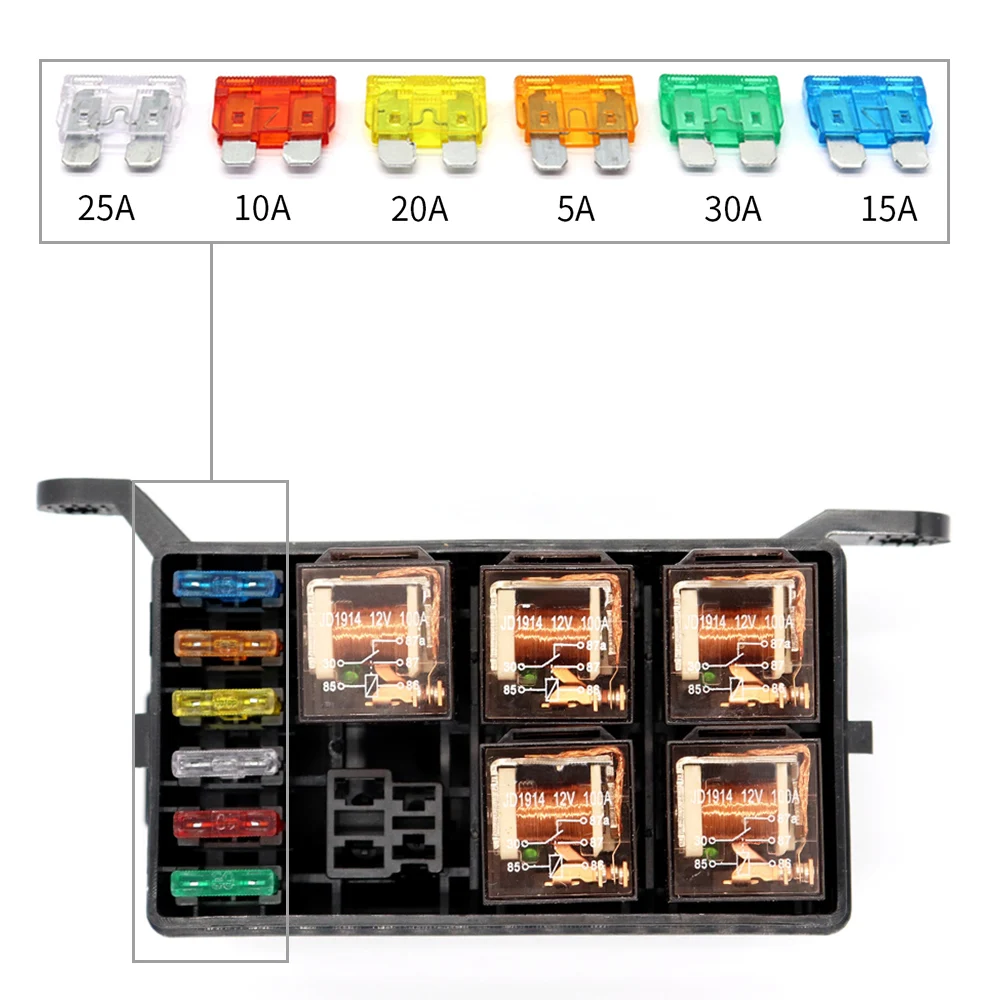 12-Слот Блок реле 6 реле слотов для карт 6 УВД/АТО Стандартный F Применение s держатель блока 6 шт. F Применение s Универсальный для автомобильной и морской Применение
