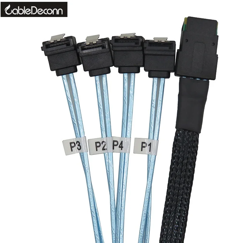 

Mini SAS 36P SFF-8087 to 4 SATA 7Pin 90 degrees target Hard Disk Data Cable 0.5M