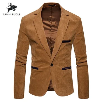 

2019 New Boutique Velveteen Fashion Men Blazer / Men's Khaki Casual Business Blazer Suit Jacket Men Suit Coat