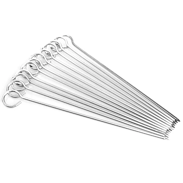 

12PCS BBQ Barbeque Skewers Needle Utensil Fork Iron Outdoor Traveling Food Probe Cooking BBQ Thermometers Kitchen barbecue Tools