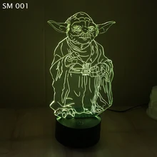 Hot Sale Star Wars Yoda Colorful 3D touch lamp LED atmosphere gradual nignt lights energy-saving visual perspective lamps