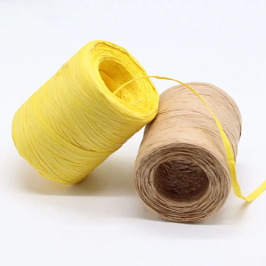 Natural Raffia Yarn Hand Crochet Foldabe Raffia Bag Hat Fashion Summer Raffia Ribbon Rope for Handknitting Raffia Straw Hats 3