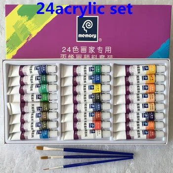 

Professional 24pcs/set Paint Acrylic Paint Tube Set Nail Art Painting Drawing Tool For Artist Kids DIY Design Free For Brush