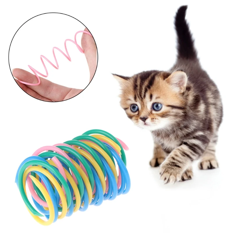 

5pcs Cat Toys Colorful Spring Plastic Bounce Pet Kitten Random Color Interactive