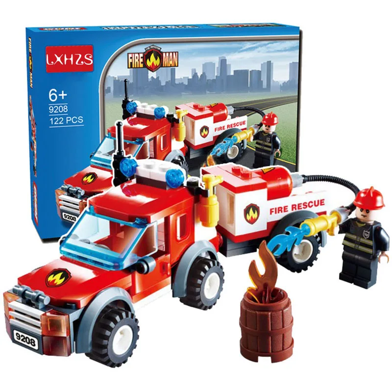 122 шт. пожарная серия пожарная машина аварийная пожарная Лодка Грузовик детские развивающие сборные игрушки строительные блоки Кирпич