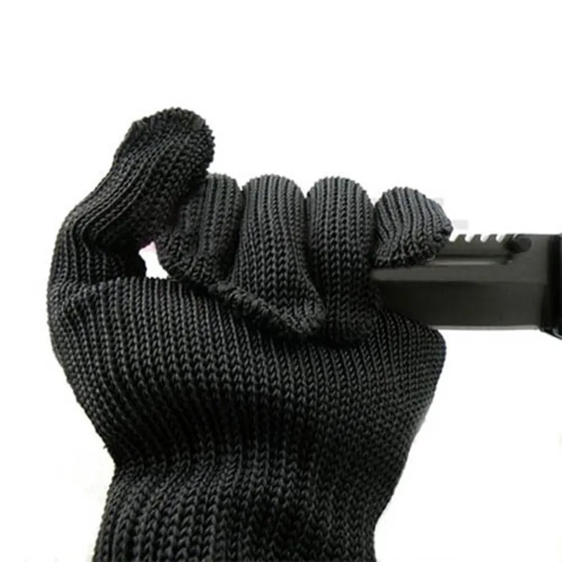 

2PCS/1 Pair Black Working Safety Gloves Cut-Resistant Protective Stainless Steel Wire Butcher Anti-Cutting Gloves