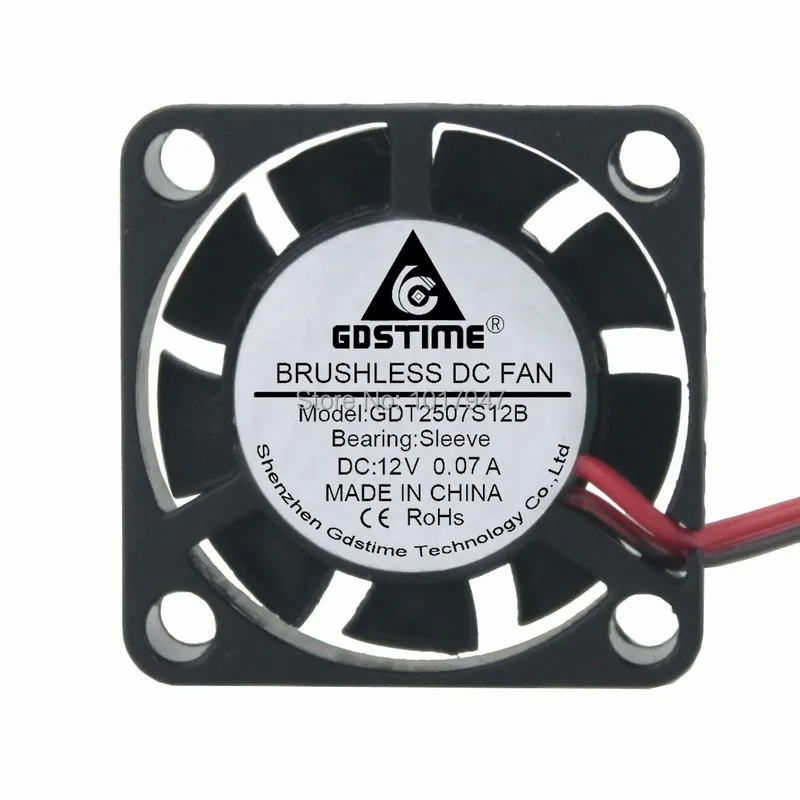 

2pcs Lot Gdstime 25mm 2cm 25MM x 7MM 2.5CM 2507S 2Pin 12V Plastic Air Flow DC Cooling fan