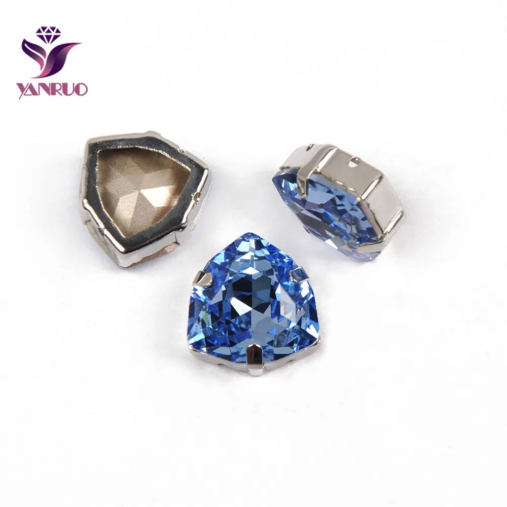 

YANRUO 4706 All Sizes Light Sapphire Trilliant Glass Strass Crystal Pointed Back Sewing Rhinestones For Clothing