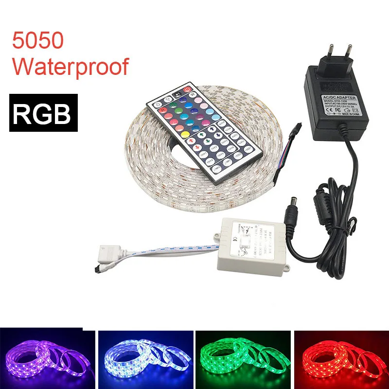 Светодиодная лента RGB 12 в 5 м 5050 DC гибкая 60 светодиодов/м водонепроницаемая