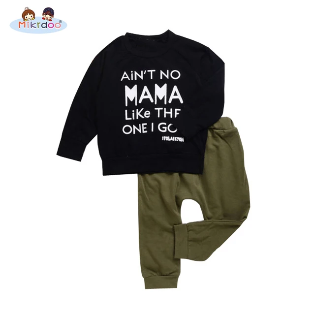 mikrdoo baby boy clothes mama top army green pants fashion black letter sweater