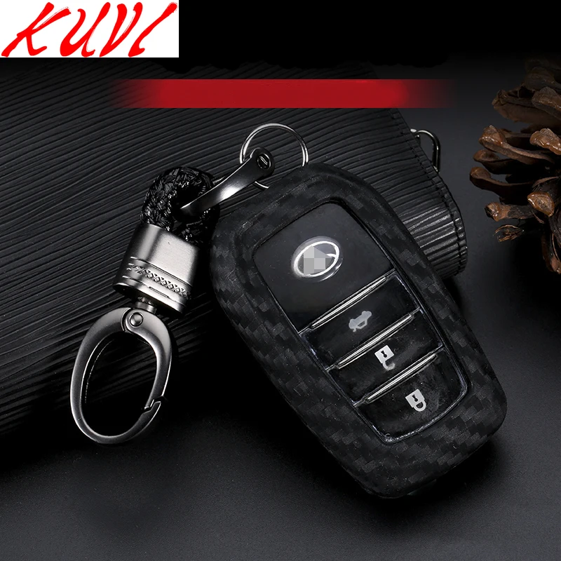 

New Carbon Fiber Pattern Silicone Car Key Case For Toyota Miral Fortuner Rav4 Highlander Crown Smart Keys Auto Car key Cover