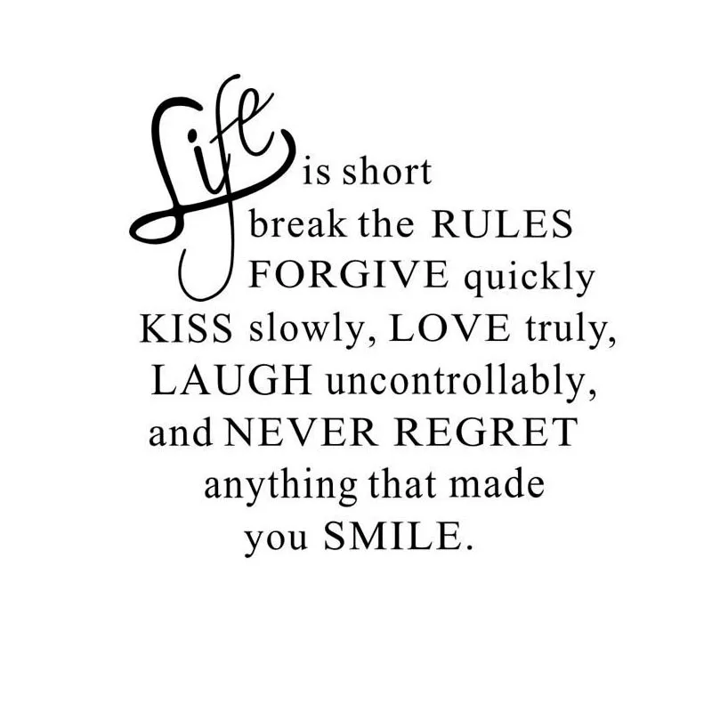 Life Is Short Break The Rules Text Wall Decal Removable ...