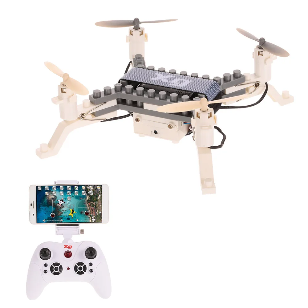 

XG171 DIY Building Block Drone Height Hold One Key Return Clip Quadcopter Toy Mini Remote Control Helicopter with 0.3Mp Camera