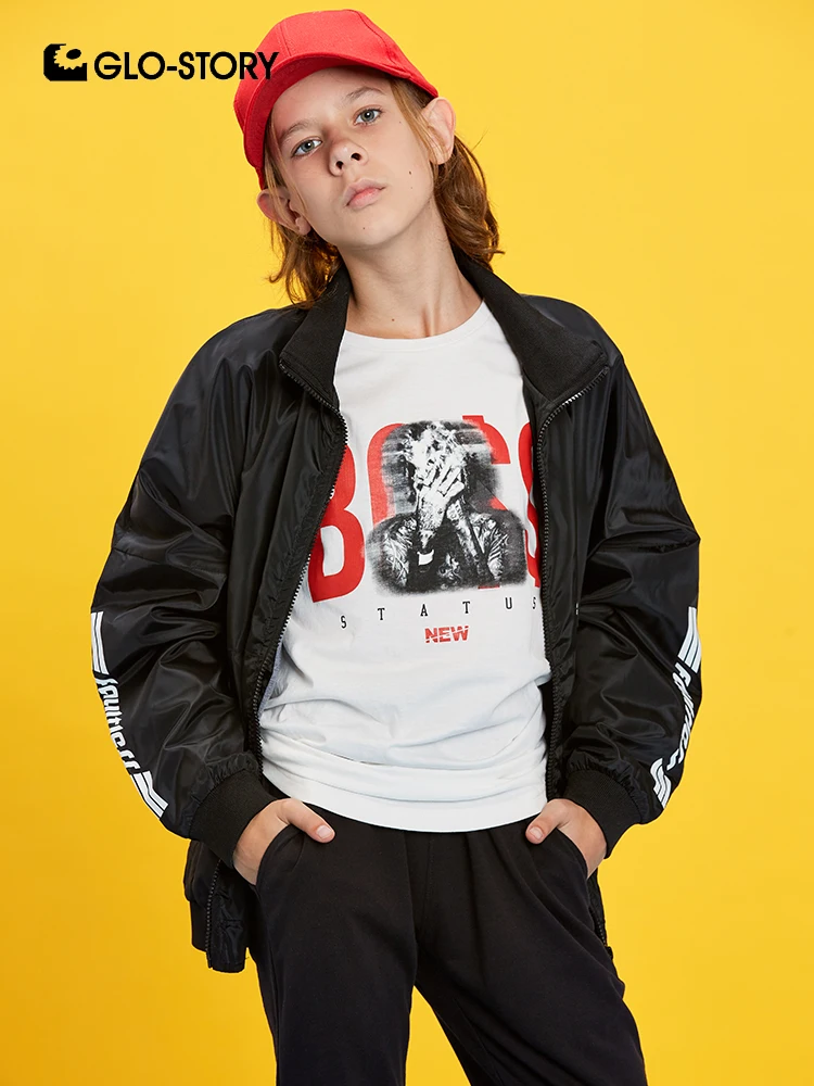 

GLO-STORY 2019 Fashion Teenage Kids Thin Zipper Jackets Windbreaker for Boy Streetwear Coats Children Jackets Clothes BFY-7787