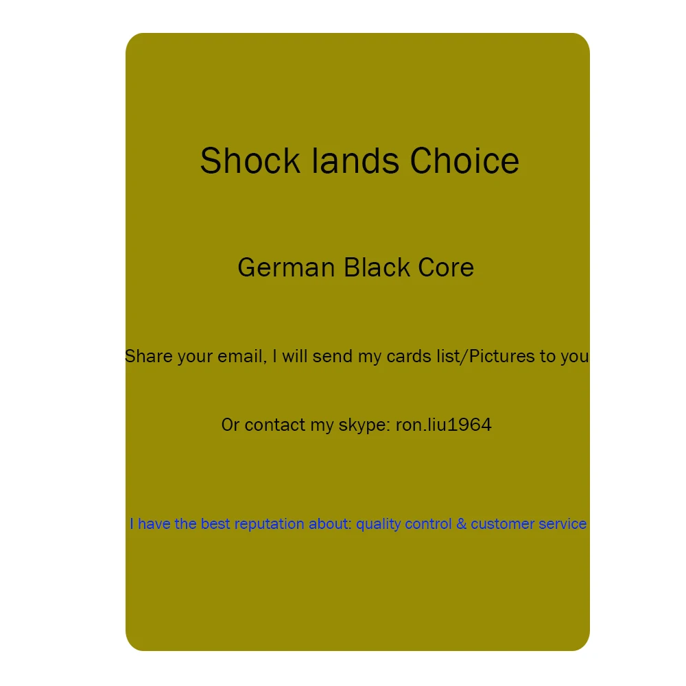 

Ron's Shock lands magical proxy playing Cards Choice Best Quality and Customer Service Board Game Deck Cards