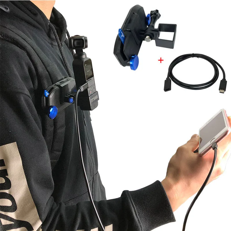 

OSMO Pocket Fixed Bracket Backpack Clamp Extension Accessories for DJI OSMO Pocket Gimbal Camera Type-C charging line For iphone