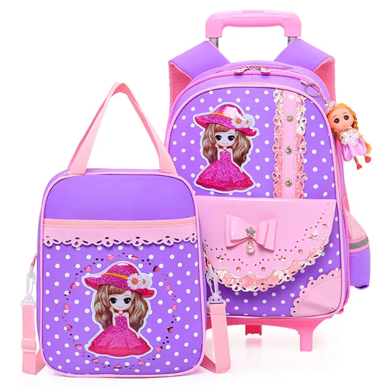 Детский ортопедический школьный портфель с рисунком для девочек, школьный рюкзак для девочек, Розовый водонепроницаемый рюкзак принцессы - Цвет: two wheels