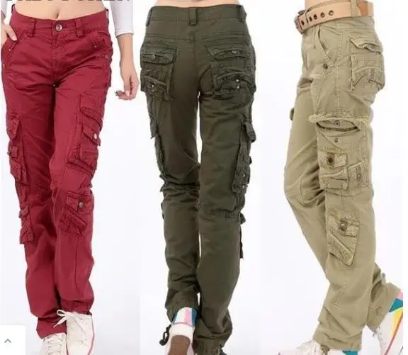 

2019Women's cotton Cargo Pants Leisure Trousers more Pocket pants pants