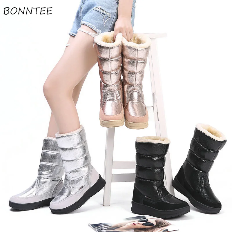 

Boots Women Winter Fashion 2018 Thick Plush Snow Shoes Womens Casual Plus Size Non-slip High Quality Warm Boot Female Silver New