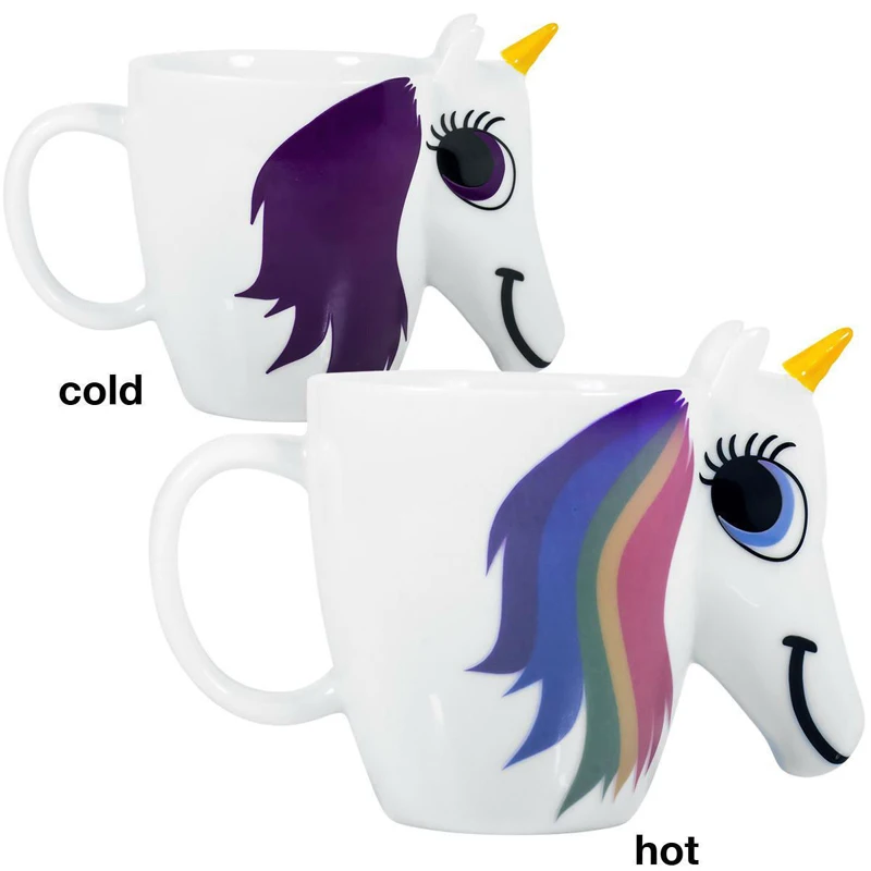 3D New Unicorn Ceramic Mug Color Changing Mug Original Heat Sensitive Magic Coffee Cup