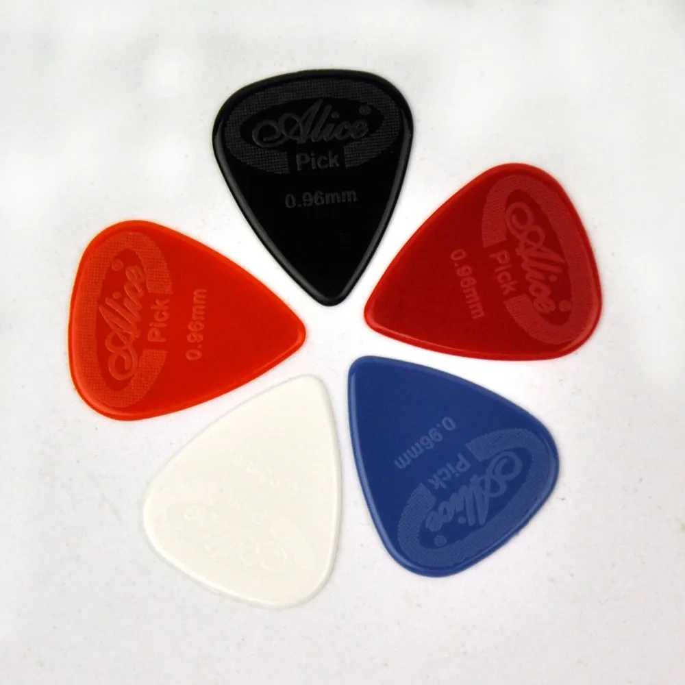 

Lots of 100pcs Alice 0.96mm Heavy Anti-slip Nylon Guitar Picks Plectrums Mixed Colors AP-G