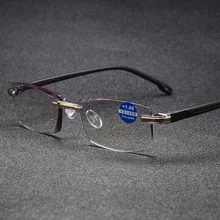 Модные мужские и женские бескаркасные очки для чтения TR90 пластиковые титановые алмазные очки для чтения анти-Blu-ray+ от 1,00 до+ 4,00