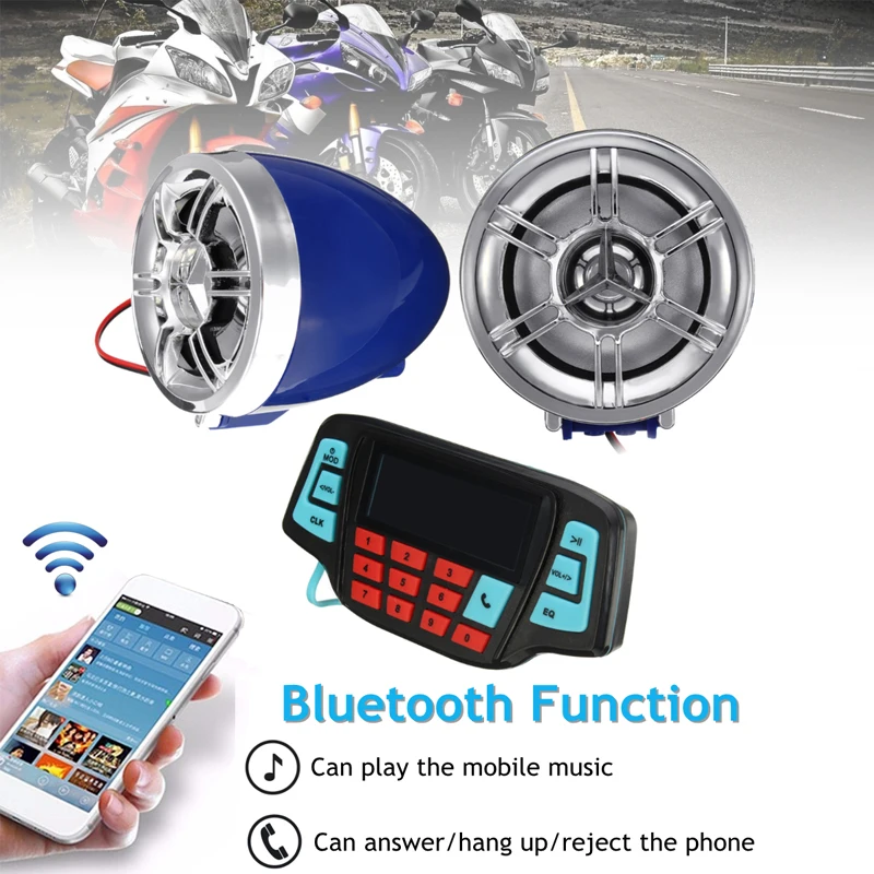 Мотоцикл Руль аудио система Bluetooth USB SD FM Радио MP3 колонки DC 12 В