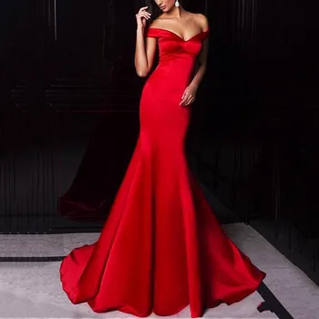 

Evening Gowns Mermaid Red abiye abendkleider Evening Dresses Women Elegant Simple Long vestido de festa longo Robe De Soiree