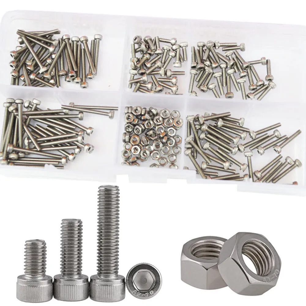 

Hex Socket Head Cap Screw Nut Thread Metric Hexagon Allen Machine Bolt Assortment Kit Set 304 Stainless Steel M2