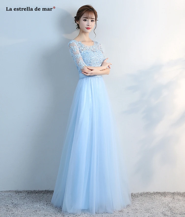 Платье для гостей на свадьбу; горячая распродажа; платье для подружки невесты из тюля с глубоким вырезом и коротким рукавом; светло-голубое платье подружки невесты; длинное платье; vestido madrinha; дешево