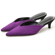 Purple Heels Comfortable Low Heel Ladies Slippers And Sandals Summer Leisure Pointed Toe High Heels Women Slippers Black Shoes цена Purple Heels Comfortable Low Heel Ladies Slippers And Sandals Summer Leisure Pointed Toe High Heels Women Slippers Black Shoes цены онлайн