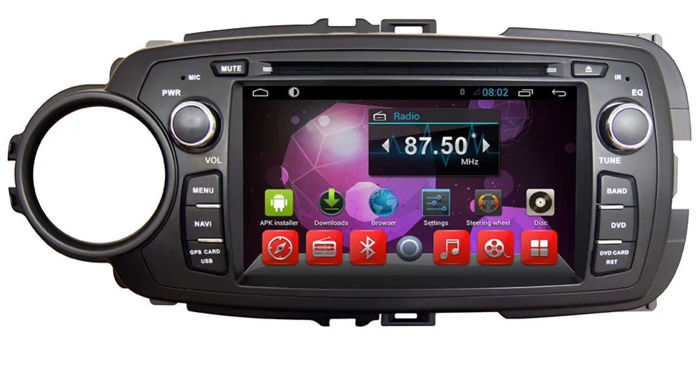 Excellent 7" HD  4 Core Android 6.0 Car DVD GPS Radio Video Stereo Navigation Player for  Toyota Yaris 2012 2013 2014 2015 DVR TPMS 1