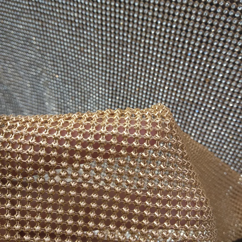 Gold White Rhinestone Fabric 0