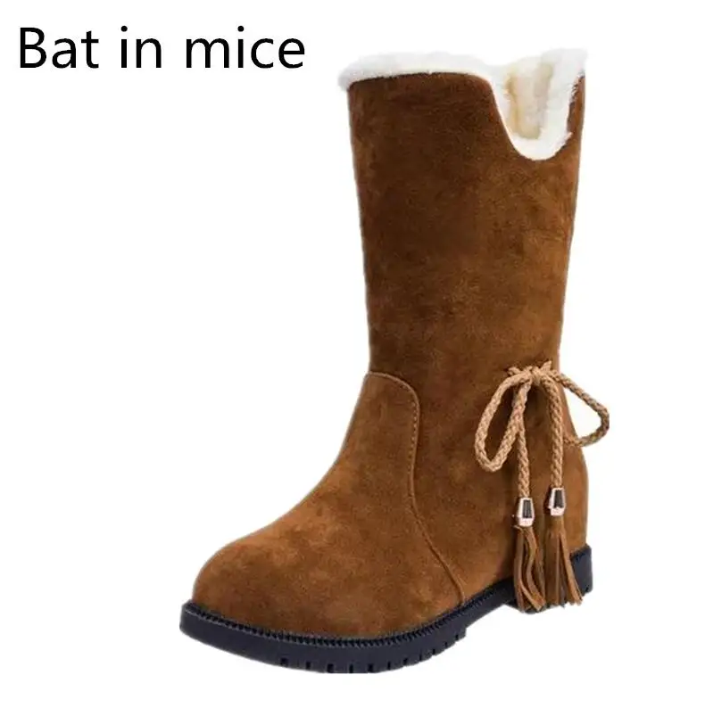 

Bat in mice 2017 new winter snow boots in the tube thickening warm female flat bottom increased boots suede sleeve