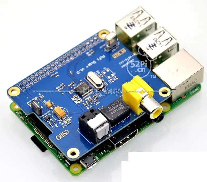 Hi-Fi DiGi+ цифровой звуковой карты I2S SPDIF оптический волокно RCA I2S Интерфейс для Raspberry Pi 3 2/B+ A+ volumio W/Чехол