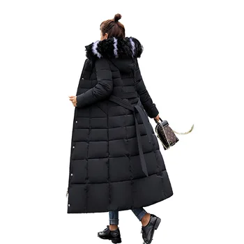

Rlyaeiz New 2018 Winter Jacket Women Thicken Wadded Jacket Warm Coat Women Large Fur Collar Hooded Parka X-Long Winter Coats