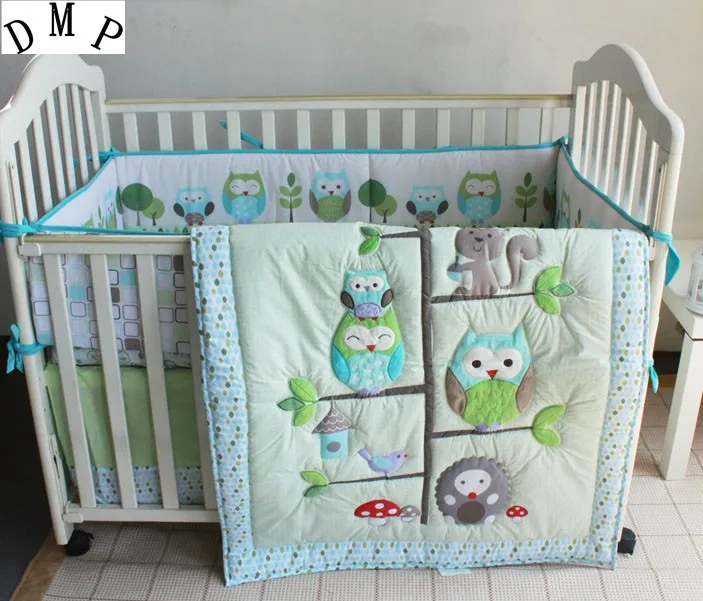 7pcs Bumpers Nursery Anti Collision Fence Embroidery Baby Boy Crib