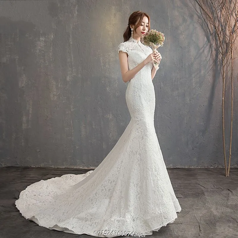 Красивое белое кружевное свадебное платье 2019 Vestidos De Novia Высокое/низкое пляжное