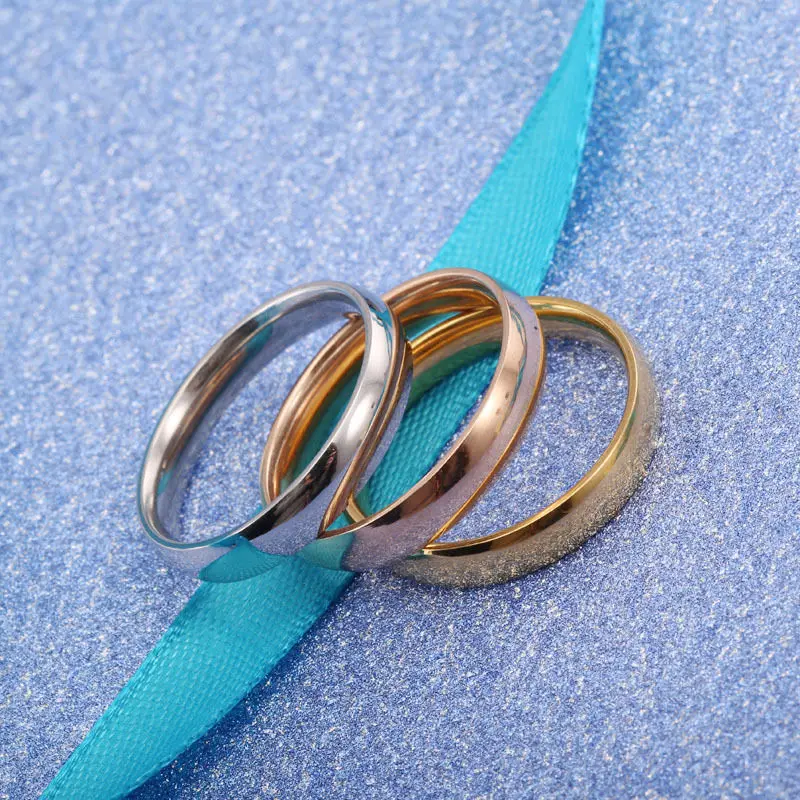 4mm Simple Smooth Stainless Steel Silver Ring Engagement Ring Couple Rings Fashion Jewelry Womens Accessories Anillos Mujer