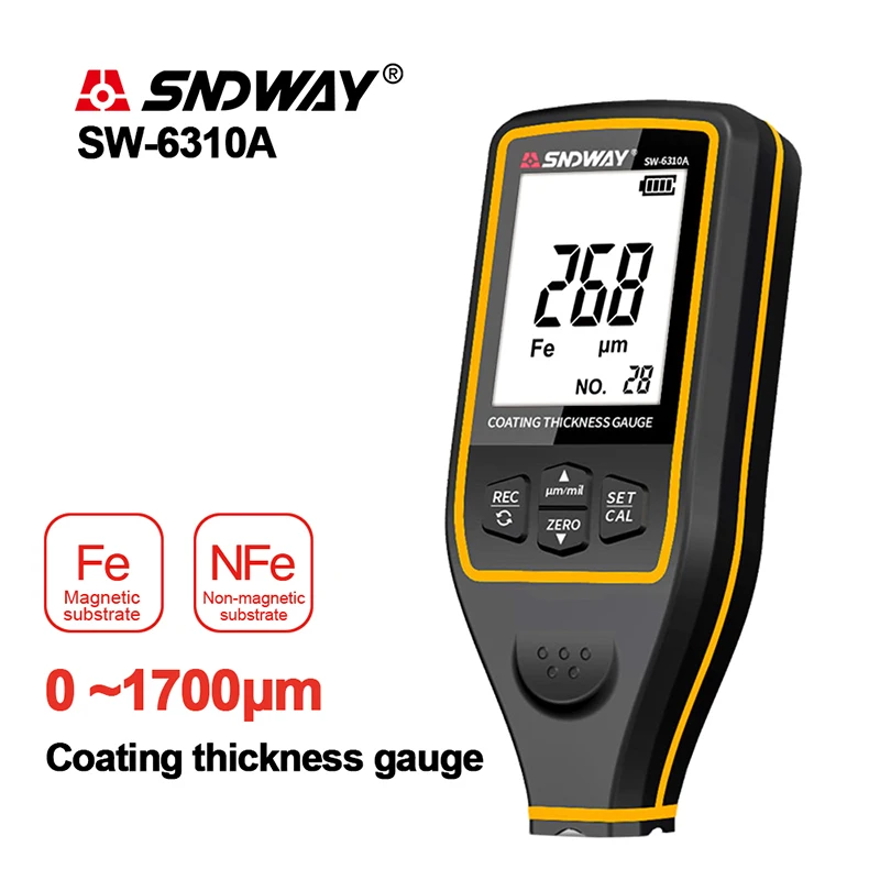 SNDWAY Width Measuring Instrument Paint Coating Thickness Gauge Digital Car Film Thickness Gauge Tester Thickness Gauges