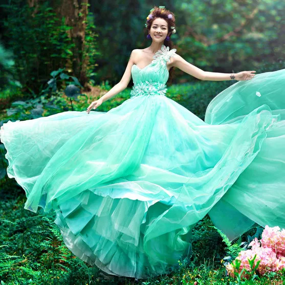 blue green gown