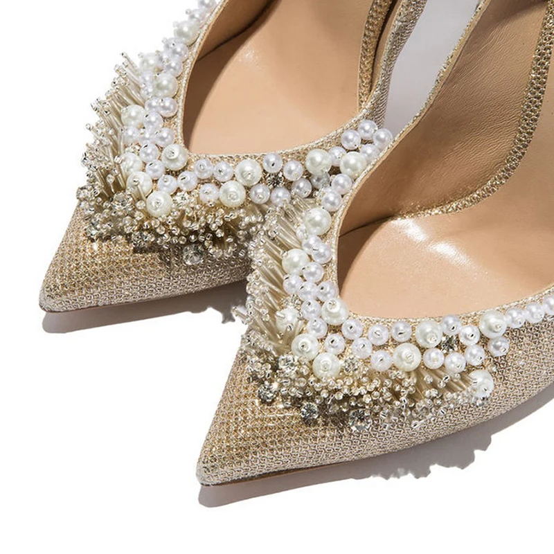 Новые пикантные женские лодочки Для женщин Золотой Бисер свадебные туфли обувь с острым носком на высоком каблуке Для женщин Туфли-лодочки на 10 см; лодочки на высоком каблуке(12 см);