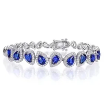 Натуральный настоящий Сапфировый Браслет с цепочкой,, серебро 925 пробы, 0.5ct* 9 шт, драгоценный камень, ювелирные украшения для мужчин и женщин# BR1922505