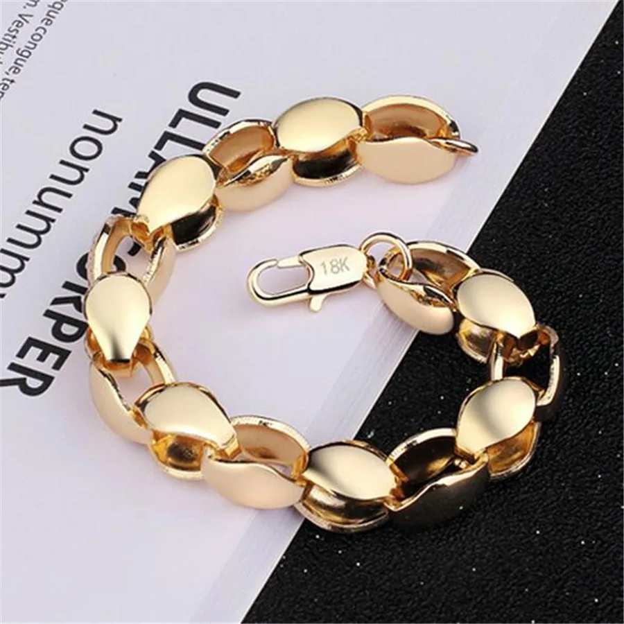 

New creative 8MM thick chain bracelet men domineering boutique jewelry 20CM long Gold 18 K chain