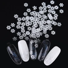 Рождественские снежинки для ногтей Блестки Белый Розовый Синий флакис маникюр Дизайн ногтей 3D украшение