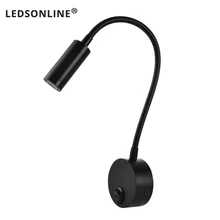 LED Wall Lamps With Knob Switch 3W AC90-260V Black Silver Bedroom Bedside Reading Light Direction Adjustable Indoor Lighting LED Wall Lamps With Knob Switch 3W AC90-260V Black Silver Bedroom Bedside Reading Light Direction Adjustable Indoor Lighting