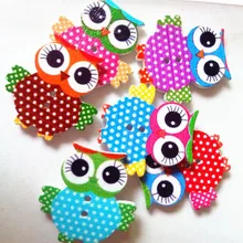 20Pcs 33x35mm Wooden Sewing Button Lovely Owl Button Mixed Color 2 Holes Scrapbooking Garment Clothes DIY Decor Buckles