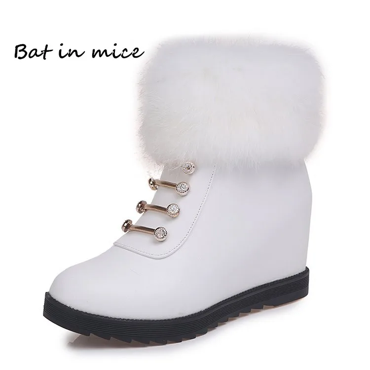 

Fashion Women casual Ankle Boots women Round Toe Zipper Flat Winter warm fur Snow Boots shoes women Botas mujer size 35-40 W383